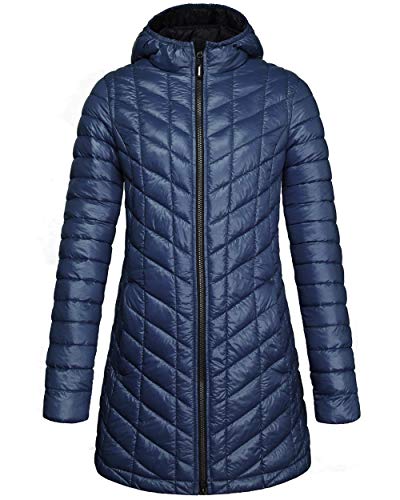 Outdoor Ventures Women's Maryan Hooded Ultra Lightweight Warm Thermolite Long Puffer Coat