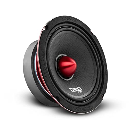DS18 PRO-X6.4BM Loudspeaker - 6.5', Midrange, Red Aluminum Bullet, 500W Max, 250W RMS, 4 Ohms - Premium Quality Audio Door Speakers for Car or Truck Stereo Sound System (1 Speaker)