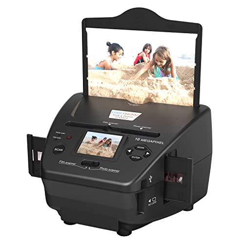 DIGITNOW Film & Photo Scanner,4-in-1 Film Scanner, with 2.4' LCD Screen Converts 35mm/135 Slides & Negatives Film, Photo, Business Card for Saving to 16MP Digital Images,8GB Memory Card Included