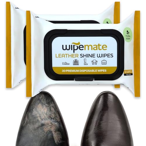 WIPEMATE Leather Cleaner & Conditioner, Premium Leather Wipes for Safely Cleaning All Leather Apparel, Furniture, Auto Car Interiors, Shoes, and Accessories – 30 Count Bulk Wipes [Two Pack]