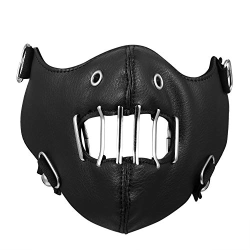 Aroncent PU Leather Half Face Punk Cosplay Wind Protective Motorcycle Anti-Dust Blck Mask