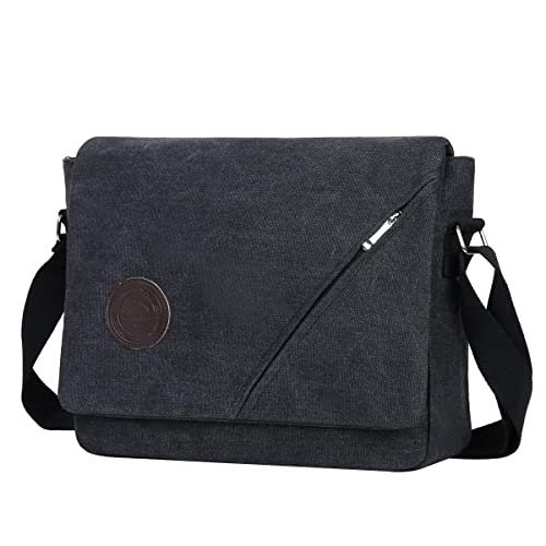 Eshow Canvas Messenger Bag 14IN Canvas Laptop Messenger Bag Shoulder Bags for Men Women Crossbody Bag Vintage Work Bag
