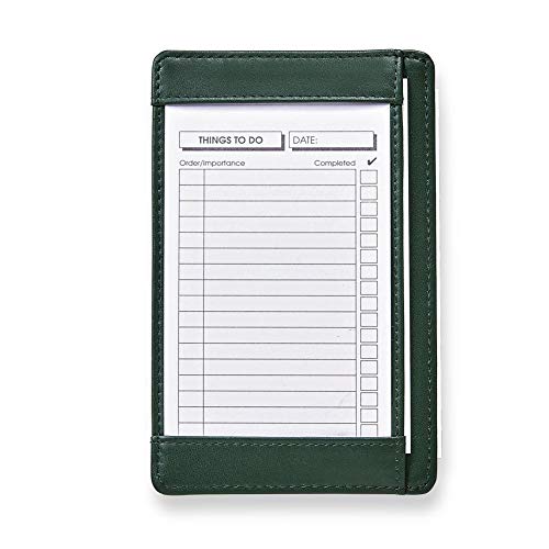 Levenger Pocket Briefcase - Pine, Smooth, full-grain leather, 2 pockets for 3 x 5 cards, Center compartment for receipts, Includes a 12-card 3 x 5 sampler