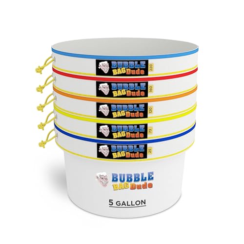 BUBBLEBAGDUDE Bubble Bag 5 Gallon 5 Bag Kit All Mesh - Filter Bags for Herbal Extraction Durable Straining Filtering System Comes