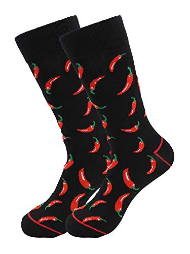 Real Sic Chili Pepper Socks Food Service Designer Socks - Premium Business Casual Cotton Blend - Comfortable and Lightweight - Gift For Food Lovers, Chefs (Chili Pepper)