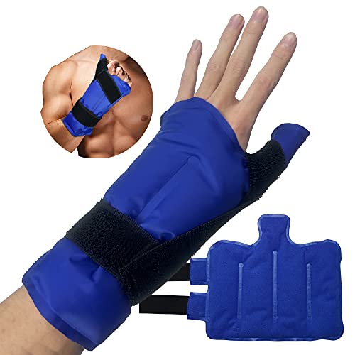 Wrist Ice Pack Wrap for Pain Relief, Adjustable & Reusable Gel Pack for Thumb, Hand, and Wrist, Cold/Hot Therapy Ice Pack for Carpal Tunnel, Rheumatoid Arthritis, Tenosynovitis, Sports Injuries