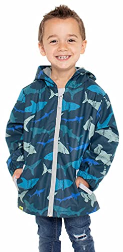 Western Chief Boys Blue Shark Rain Coat (Navy, 5, 5_years)