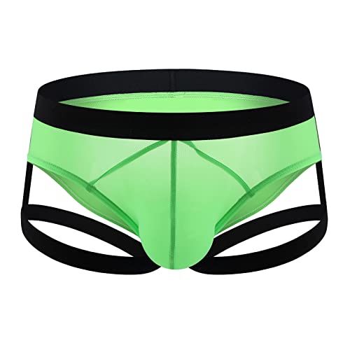 Ctreela Body Harness Briefs for Men Sexy Jockstrap Underwear Bandage Bulge Pouch Panties Male Undies Lingerie for Sex Green
