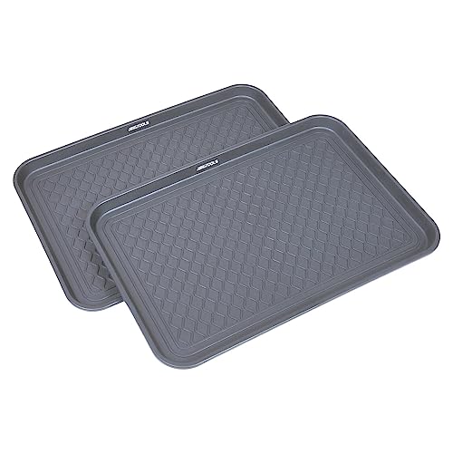 Great Working Tools Boot Trays for Entryway, Set of 2 Heavy Duty Shoe Trays All Season Muddy Mats Wet Shoe Tray Snow Boot Tray - Gray, 23.75' x 15.5' x 1.25'