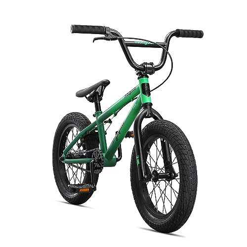 Mongoose Legion L16 Kids Freestyle Sidewalk BMX Bike, Beginner Riders, Boys and Girls, 16-Inch Wheels, Hi-Ten Steel Frame, Micro Drive 25x9T BMX Gearing, Green