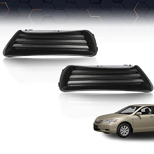 PIT66 Front Bumper Fog Light Cover Insert Panel Pair Set Compatible with 2007 2008 2009 Toyota Camry Left Driver And Right Passenger Side black