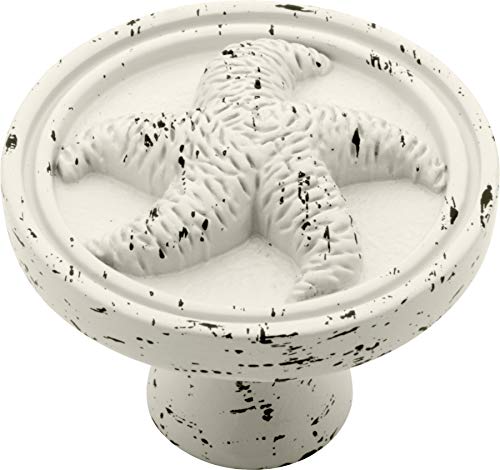 Liberty PBF657C-254-C 35-mm Seaside Cottage Starfish Kitchen Cabinet Hardware Knob, Vintage Antique White