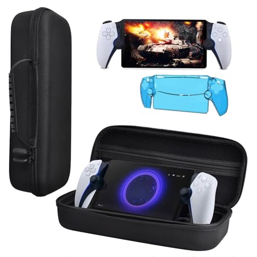 AZURAOKEY EVA Protective Case Compatible with Playstation Portal, Splashproof Stand Design Portable Storage Bag with Transparent PC Protective Case for SONY PlayStation Portal-Blue
