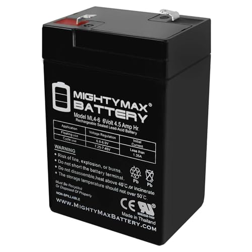 Mighty Max Battery ML4-6 - 6 Volt 4.5 AH, F1 Terminal, Rechargeable SLA AGM Battery