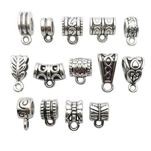 100g (About 125pcs) Mixed Tibetan Tube, Spacer Bail Bead Hanger Fit Charm European Bracelet Pendant (Antique Silver), 125
