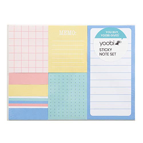 Yoobi | Sticky Note Set | 50 Sheets per Notepad | Mixed Prints Variety Pack | Includes 8 Notepads