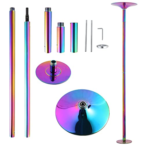 UMEKEN Spinning Static Dance Pole Portable Removable Adjustable 45mm Dancing Pole for Home Exercise Club Party Pub, Dancer Pole for Beginners and Professionals 440lb Weight Capacity, Colorful