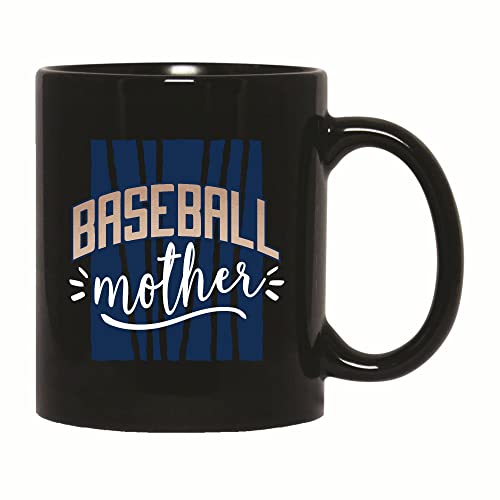 Gift for Sports Fans Mother Lettering on Blue Background Ball Design 11oz 15oz Black Coffee Mug