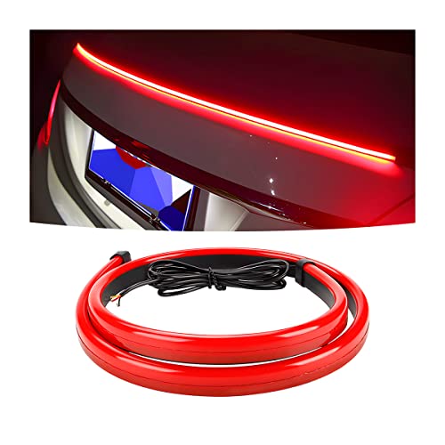 HIPOPY Car LED Brake LED Strip Light, 35inch Universal Red Third Car Brake Light Strip, 144LED DC12V High Mount Stop Brake Light Bar for Vehicles Trucks Cars