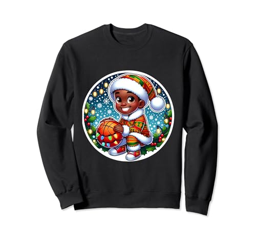 Christmas Basketball Black African American Matching Xmas Sweatshirt