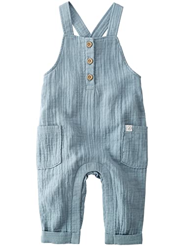 little planet by carter's Baby Girls Organic Cotton Gauze Overall Jumpsuit, Blue Creek, 12 Months US
