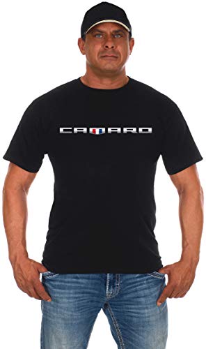 JH Design Men's Chevy Camaro Shirt Shield Logo Short Sleeve Black Crew Neck T-Shirt (Large, Black)