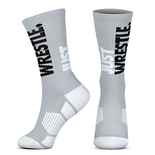 ChalkTalkSPORTS Just Wrestle Woven Mid-Calf Socks | Gray | Size Large