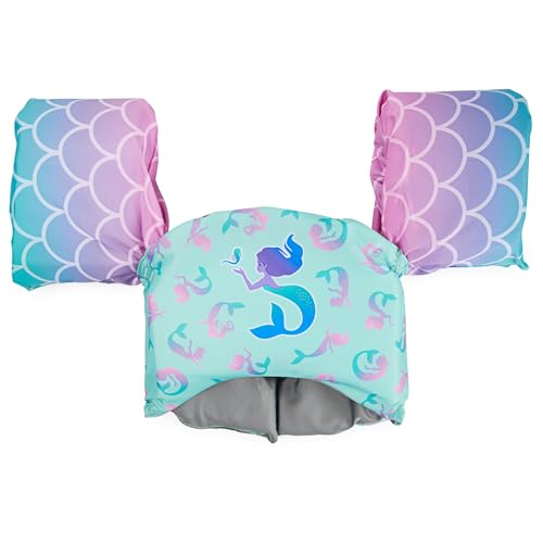 SwimWays Swim Trainer, US Coast Guard Approved Life Vest Kids Swim Vest, Arm Floaties & Life Jackets for Kids 33-55 lbs, Mermaid