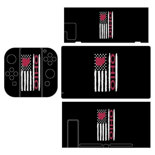 Vintage USA Ohio Map Flag Skin Cover Stickers Funny Graphic Protective Film Full Set Compatible with for Switch