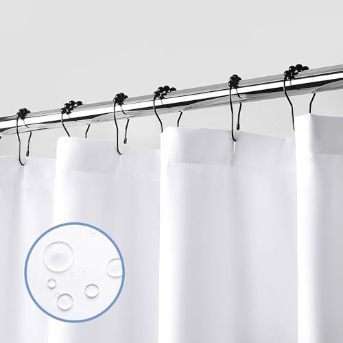 downluxe Waterproof Fabric Shower Curtain Liner - Soft Cloth Shower Liner with 3 Magnets, Shower Curtains for Bathroom, Machine Washable & Hotel Quality, 70' W x 72' H, White