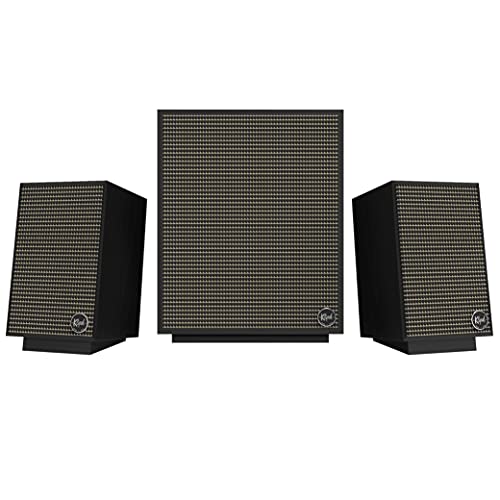 Klipsch ProMedia Heritage 2.1 Multimedia Mid Century Modern Desktop Computer Speaker Monitors with 8” Subwoofer, Matte Black