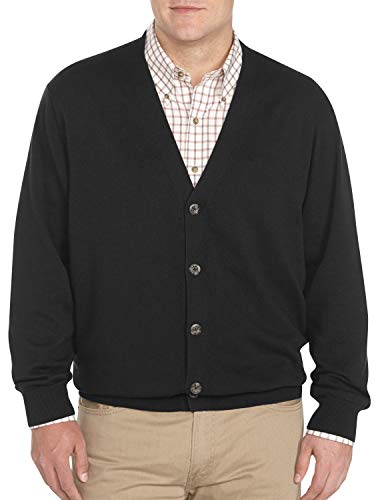HARBOR BAY by DXL Men's Big and Tall V-Neck Cardigan Black 5XL
