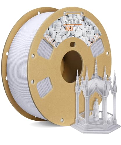 OVERTURE Rock PLA Filament 1.75mm, Marble PLA 3D Printer Filament 1kg Spool (2.2lbs), Dimensional Accuracy +/- 0.02 mm, Fit Most FDM Printer (Rock White)