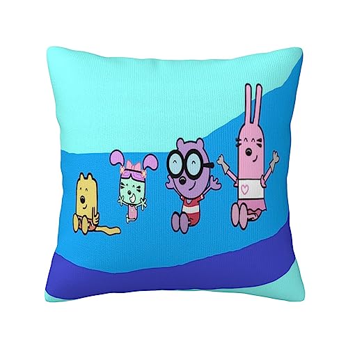 KOVOS Wow! Wow! Anime Wubbzy! Throw Pillow Cover Anime Pillow Cases Home Decorative Pillowcase Cushion for Sofa Couch Bed Car 18'x18'