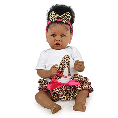 ZIQUE Reborn Baby Doll African American, 20 Inch Realistic Black Reborn Baby Doll Girl