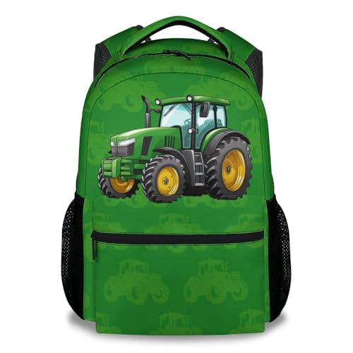 XaocNyx Backpack for Kids - 17 Inch Tractor School Backpack - Green Bookbag for School, Travel and Camp - Durable, Large Capacity, Lightweight