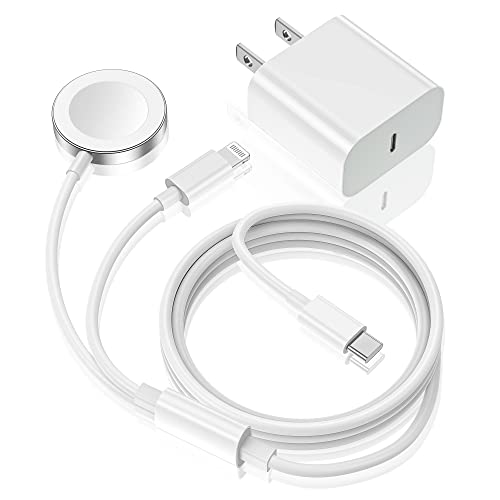 Apple Watch Charger,Upgraded 2-in-1 USB C Fast iPhone Watch Charger [Apple MFi Certified] 6FT Magnetic Charging Cable with 15W Wall Charger Block for Apple Watch Series SE/9/8/7/6/5/4/3/2/1&iPhone 14