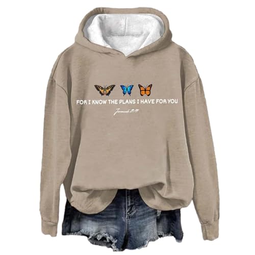 BLUBUKLKUN deals of the day lightning deals Womens Hoodies Fleece Hooded Sweatshirts Fall Casual Long Sleeve Drop Shoulder Pullover Tops Lightweight (Khaki-a, XXL)