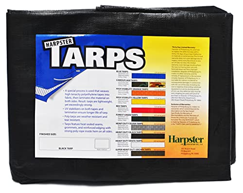 10 Ft. X 12 Ft. Heavy Duty 6 Oz. Black Poly Tarp 11-12 Mil Thick