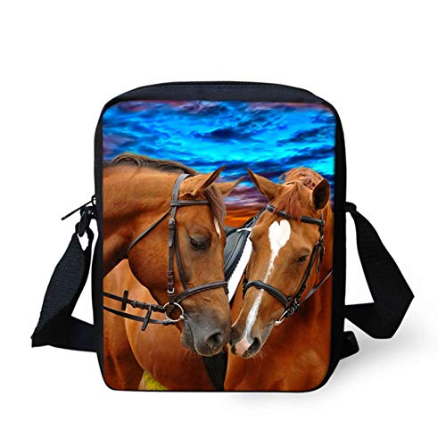 HUGS IDEA Horse Printed Mini Messenger Bag Small Shoulder Bags Travel Crossbody Bags Cell Phone Purse Wallet