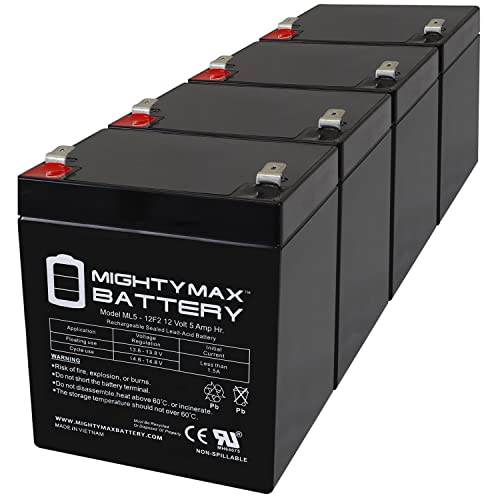 Mighty Max Battery 12V 5Ah F2 SLA Replacement Battery for Exide Prestige 2000-4 Pack