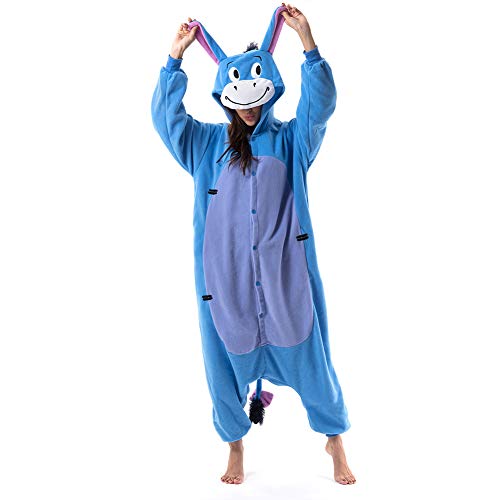 Beauty Shine Unisex Adult Cartoon Costume Halloween Christmas Onesies Plush Cosplay Pajamas (Medium, Donkey)
