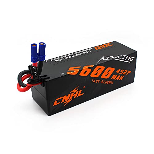 CNHL 4S Lipo Battery 5600MAH 14.8V 120C 4S Hard Case Lipo Battery with EC5 Connector Compatible with Arrma Kraton 8S RC Buggy Truggy Crawler Monster Car Boat Truck