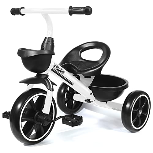 KRIDDO Kids Tricycles Age 24 Month to 4 Years, Toddler Trike for 2.5 5 Year Old, Gift 2-4 Olds, Trikes Toddlers, White