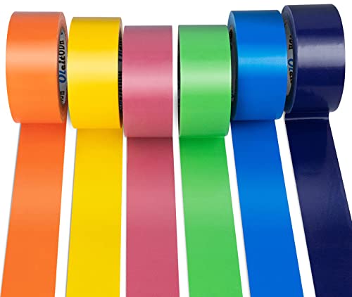 Oleitodh 6 Pack Rainbow Colored Duct Tape Bulk, 2 Inch x 180 Yards Heavy Duty Color Duct Tape Rolls, No Residue,Waterproof & Tear by Hand,Great for Packaging, Arts & Crafts and DIY Projects