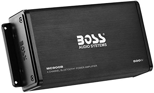 BOSS Audio Systems MC900B Amplifier for ATV UTV Car Marine - 500 High Output, 4 Channel, 2/4 Ohm, Bluetooth Multi-Function Remote, RCA Out, Weatherproof, Use Amp with Stereo and Subwoofer, Crossover