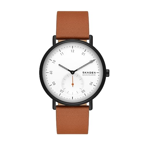 Skagen Men's Kuppel Two-Hand Sub-Second Brown Leather Band Watch (Model: SKW6889)
