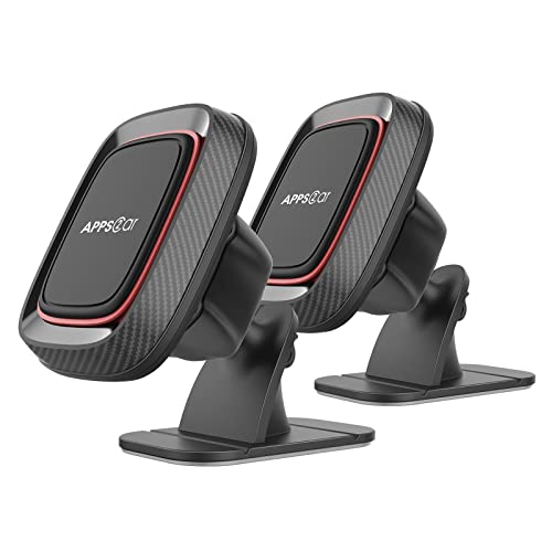 [2 Pack] Magnetic Phone Car Mount, APPS2Car Sturdy Stick on Universal Car Dashboard Phone Holder Built-in Amazing Powerful Magnets, Hands Free Car Phone Mount with Strongest VHB Adhesive Mounting Base