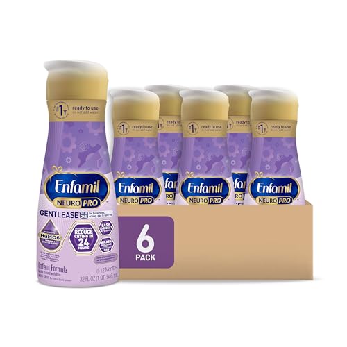 Enfamil NeuroPro Gentlease Baby Formula, Brain Building DHA, HuMO6 Immune Blend, Designed to Reduce Fussiness, Crying, Gas & Spit-up in 24 Hrs, Ready-to-Feed Infant Formula, Liquid, 32 Fl Oz (6 Count)