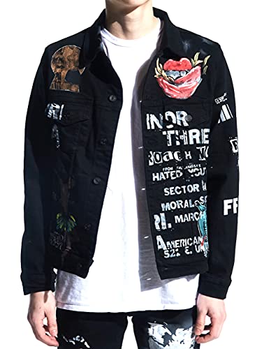 Embellish Riot Men’s Graphic Denim Jacket Black